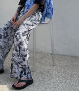 防水タイダイ プリーツ ワイドパンツ / [Made] Waterproof tie die pleats wide pants (2 colors)
