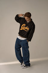 RETRO V-NECK NYLON PULLOVER (BLACK)
