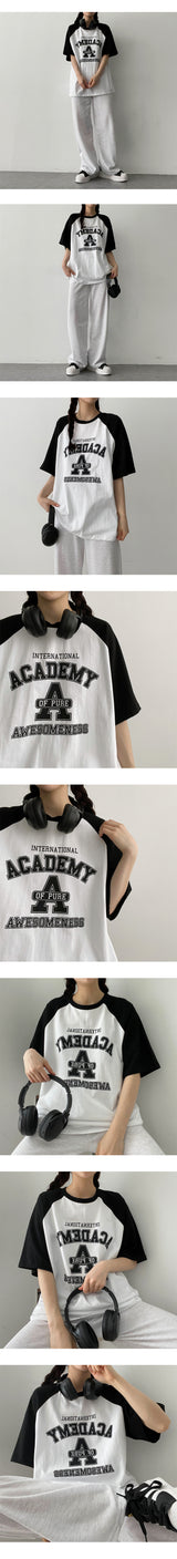 Pure color raglan short-sleeved T-shirt