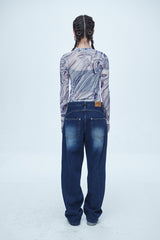 ヴィンテージ ウォッシング ワイド デニムパンツ / Vintage Washing Wide Denim Pants Blue