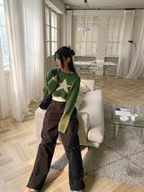 Limu Green Star Crop Knit