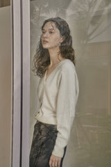 Vボタンカーディガン/V BUTTON CARDIGAN_IVORY