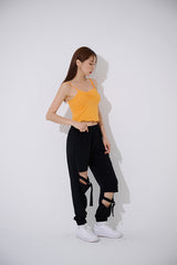 アンバランスシャーリングクロップスリーブレス/TOP(9397) Unbalance Shirring Crop Sleeveless