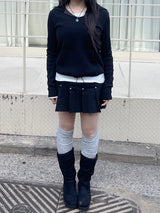 チャンキーダメージボタンスカートパンツ / Chunky Damage Button Skirt Pants