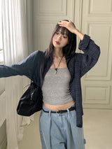 Contw Vintage Linen Boxy Check Shirt