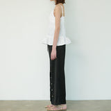  BUTTON SATIN PANTS, BLACK