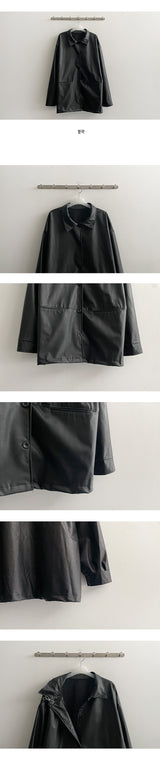 Conta leather long jacket