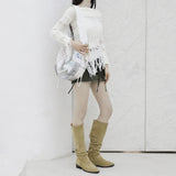 [NONCODE] Rumble Off-Shoulder Unbalanced Knitwear