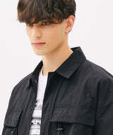 TWO POCKET STRING HALF SHIRTS (BLACK) (6585203851382)