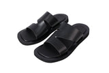 Berlin Square Slide Leather Black