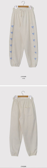 Ribbon Sheep Fleece Jogger Pants (4color)