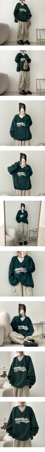 Bicol String Pleated Cargo Wide Pants