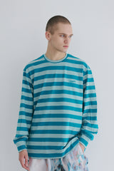 ワッペンロングスリーブ / BSR2223FWPO086 BS WAPPEN LONG SLEEVE BLUE GREEN STRIPE