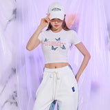 フライレタリングクロップTシャツ/TOP(9278) Fly Lettering Crop Tee