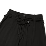 COLLECTION STRING CUT OFF WIDE SLACKS [BLACK]
