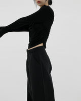 2ウェイボートネックシャーリングTシャツ / Two-way boat neck shirring t-shirt (2color)