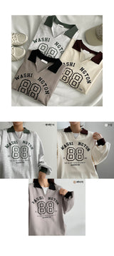 アーム配色カラースウェットシャツ/Arm Colored collar sweatshirt