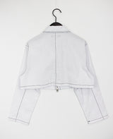 ステッチリネンクロップジャケット/Stitched Linen Crop Jacket (3color)