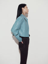 CROP LEATHER JACKET - MINT (6636692144246)