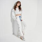 Oversize Line Point Crop Sweat shirt White (6600739094646)