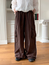 Shabe Side Line Coloring Nylon Two-Way String Long Cargo Pants