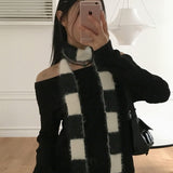 Onk モヘアストライプ配色ロングマフラー