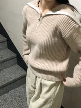ループハーフジップアップニット