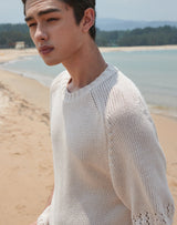 【OUTLET】オーバーサイズフィッシュネットディテールSSセーター IVORY