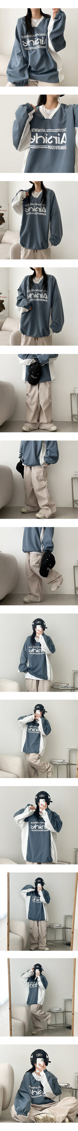 Bicol String Pleated Cargo Wide Pants