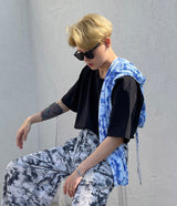 防水タイダイ プリーツ ワイドパンツ / [Made] Waterproof tie die pleats wide pants (2 colors)
