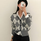 ポイントクロップアーガイルカーディガン / Point Crop Argyle Cardigan