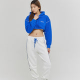 オーバーサイズラインポイントクロップフーディー/Oversize Line Point Crop Hoodie Blue (6600740339830)