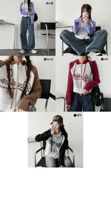 Teenage Two-Way Color Raglan Knit Zip-Up Hoodie