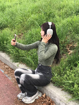 ウェーブプリントデニムパンツ