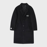 Classic Patch Inner padding Unisex Black wool coat