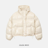 (UNISEX) グロッシーフードクロップストリングダウン