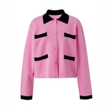 Color block knit cardigan - Pink (6671635710070)