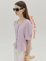 スクエアハルブラウス / Square hul blouse - White