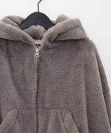 キルテッドミンククロップフードジップアップ/Quilted mink crop hood zip-up (3color)