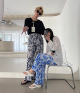 防水タイダイ プリーツ ワイドパンツ / [Made] Waterproof tie die pleats wide pants (2 colors)