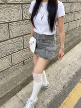 Y2k ツーポケットウォッシングベルトカーゴスカート / Y2k Two-Pocket Washing Belt Cargo Skirt