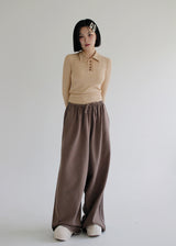 コルセットクロップカラーTシャツ/Corset Crop Collar T-shirt (3color)