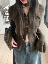 ケーパービッグカラーVネックニットカーディガン