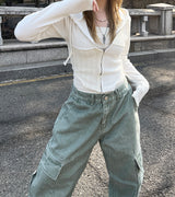 ディングデニムスリットワイドカーゴパンツ / Ding denim slit wide cargo pants