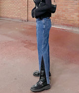 ワイドフィットスリットデニムパンツ/WIDE FIT SLIT MEDIUM BLUE DENIM PANTS [16634]
