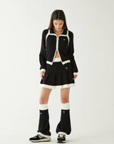 ブークルニットクロップジップアップ/BOUCLE KNIT CROP ZIP UP BLACK