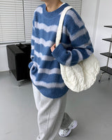 オウンウェイルストライプモヘアニットウェア/OWN Weil Striped Mo hair knitwear (2 colors)