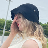 VZ stud logo summer knit bonnet hat Black