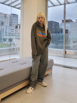 VENTIQUE flame embroidery fleece hood 4color (6636434194550)