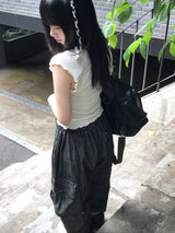 リネンデニムビッグポケットバルーンカーゴパンツ
